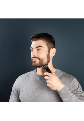 Rowenta Тример Barber Experience, для голови, бороди, мережа+акум., роторний мотор, насадок-5, нержавіюча сталь з покриттям DLC, чорно-синій