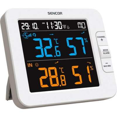 Sencor Метеостанція, внутр/зовн вимірювання, температура, вологість, час, дні тижня, календар, підтримує платформи Android та iOS, Білий Sencor Метеостанція, внутр/зовн вимірювання, температура, вологість, час, дні тижня, календар, підтримує платформи Android та iOS, Білий