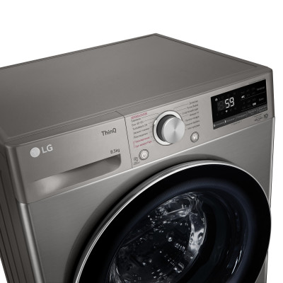 LG Пральна машина фронтальна, 8.5кг, 1200, A+++, 48см, дисплей, пара, інвертор, cріблястий