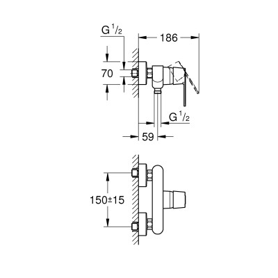 Grohe Змішувач для душу Get 1 важіль, хром