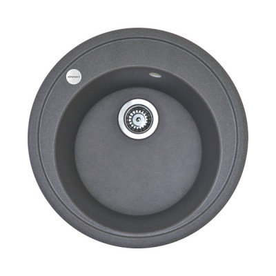 Adamant Мийка кухонная Sun, штучний камінь, кругла, без крил, 510x200мм, чаша - 1, врізна, сірий