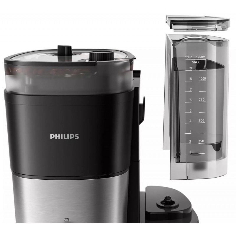 Philips Кавоварка крапельна All-in-1 Brew, 1.25л, зерно+мелена, дисплей, підігрів кавника, кавомолка, чорний