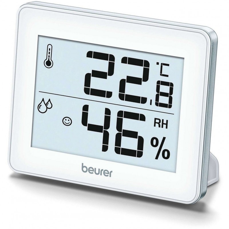 Beurer Термогігрометр, внутр. вимірювання, темп-ра, вологість, час, CR2025х1, в комплекті, білий