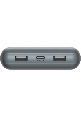 Belkin Акумулятор портативний літій-іонний Power Bank 10000мА·рік, 15Вт, 2хUSB-A/USB-C, сірий