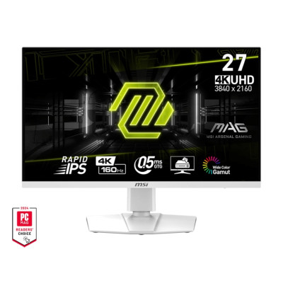 MSI Монітор 27" MAG 274URFW 2xHDMI, DP, USB-C, Audio, IPS, 3840x2160, 160Hz, 0.5ms, sRGB 133%, AdaptiveSync, Pivot, HDR400, білий