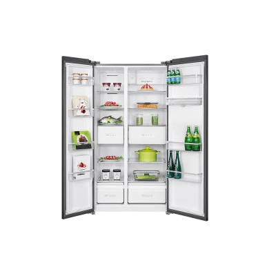 TCL Холодильник SBS, 177х92х63см, холод.відд.-322л, мороз.відд.-156л, 2дв., A++, NF, інв., диспл зовн., зона св-ті, диспенсер, нерж