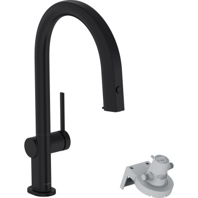 Hansgrohe Змішувач для кухні Hansgrohe Aqittura M91, довж.виливу - 240мм, витяжний, 1важіль, FilterSystem 210, чорний матовий
