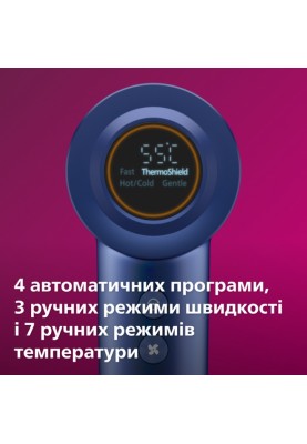 Philips Фен 8000 Series, 1400Вт, 3 режими, іонізація, хол. обдув, турборежим , аквамарин