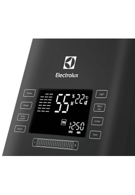 Electrolux Зволожувач повітря ультразвуковий, 50м2, 5л, 400мл/г, електр. кер-ння, пульт ДК, гігростат, теплий пар, чорний