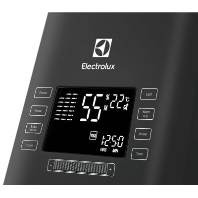 Electrolux Зволожувач повітря ультразвуковий, 50м2, 5л, 400мл/г, електр. кер-ння, пульт ДК, гігростат, теплий пар, чорний Electrolux Зволожувач повітря ультразвуковий, 50м2, 5л, 400мл/г, електр. кер-ння, пульт ДК, гігростат, теплий пар, чорний