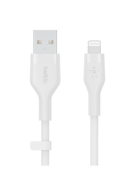 Belkin Кабель заряджання/синхронізації USB-A > Lightning, 2м, силіконовий з кліпсою, білий