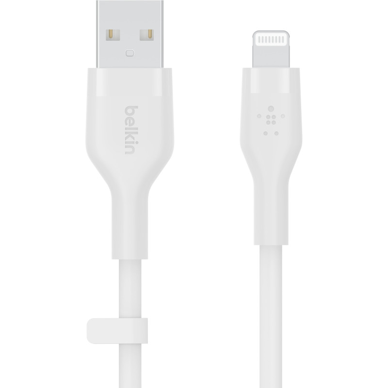 Belkin Кабель заряджання/синхронізації USB-A > Lightning, 2м, силіконовий з кліпсою, білий