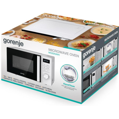 Gorenje Мікрохвильова піч, 20л, електр. керув., 800Вт, дисплей, білий