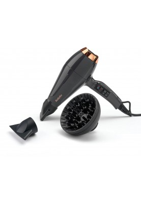 BaByliss Фен Air Pro, 2200Вт, 2 режими, дифузор, іоніз-я, хол. обдув, чорний