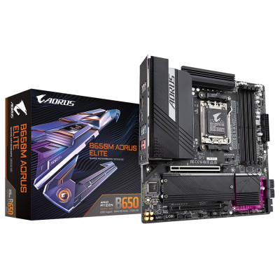 Gigabyte Материнська плата B650M AORUS ELITE sAM5 B650 4xDDR5 M.2 HDMI DP mATX