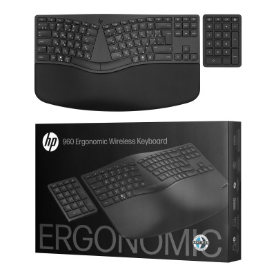 HP Клавіатура мембранна 960 BLK Ergonomic split-zone, 112key, BT, EN/UK, чорний HP Клавіатура мембранна 960 BLK Ergonomic split-zone, 112key, BT, EN/UK, чорний