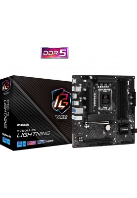 ASRock Материнська плата B760M PG LIGHTNING s1700 B760 4xDDR5 M.2 HDMI DP mATX