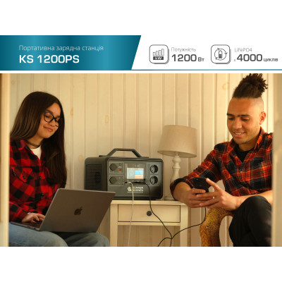 Könner & Söhnen Портативна електростанція KS 1200PS, 1200Вт, 1030Вт/рік, LifePo4, Bluetooth, 12.4кг