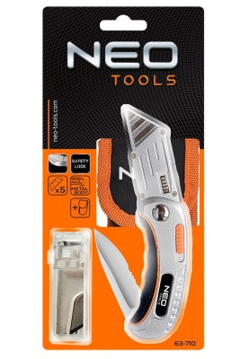 Neo Tools Ніж складаний, 2 наконечники, 5 трапецієподібних лез у наборі, чохол