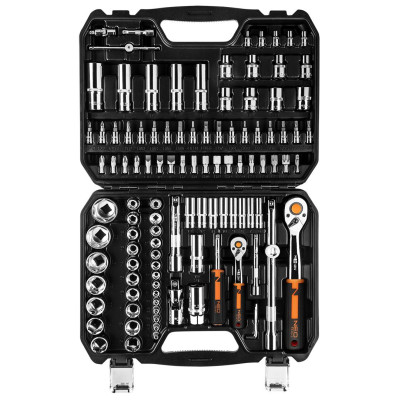 Neo Tools Набір інструментів, Набір торцевих головок, 110шт, 1/2", 1/4", CrV, кейс