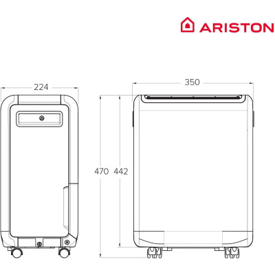 Ariston Осушувач повітря Ariston Deos EVO 12, 12л.в сутки, 35м.кв, 130м3/рік, 210Вт, ел.кер-ня, дисплей, таймер, авто вимк., білий