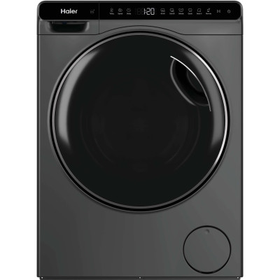Haier Пральна машина фронтальна, 5кг, 1200, A, 42.3см, дисплей, інвертор, люк чорний, Wi-Fi, висота 70см, сріблястий