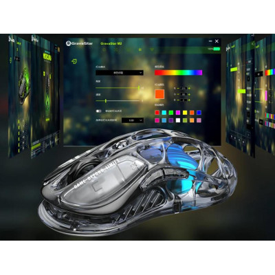 GravaStar Миша Mercury M2, BT/WL/USB-A, RGB, чорно-прозорий