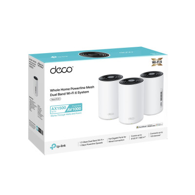 TP-Link Система WiFi-Mesh Deco PX10 AX1500, 3xGE LAN/WAN, 3 мод, Powerline AV1000