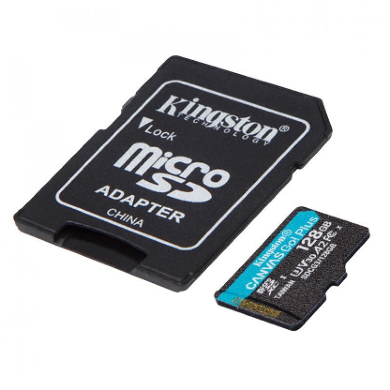 Kingston Canvas Go! Plus microSD[Карта пам'яті microSD 128GB C10 UHS-I U3 A2 R170/W90MB/s + SD]