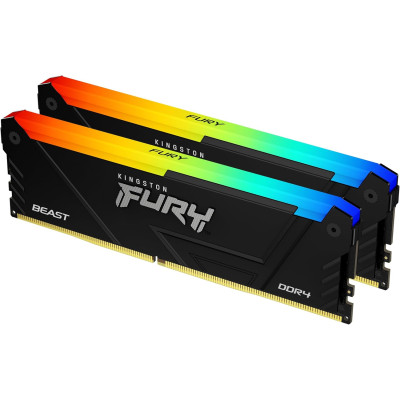 Kingston Пам'ять ПК Kingston DDR4 32GB KIT (16GBx2) 3200 FURY Beast RGB Kingston Пам'ять ПК Kingston DDR4 32GB KIT (16GBx2) 3200 FURY Beast RGB