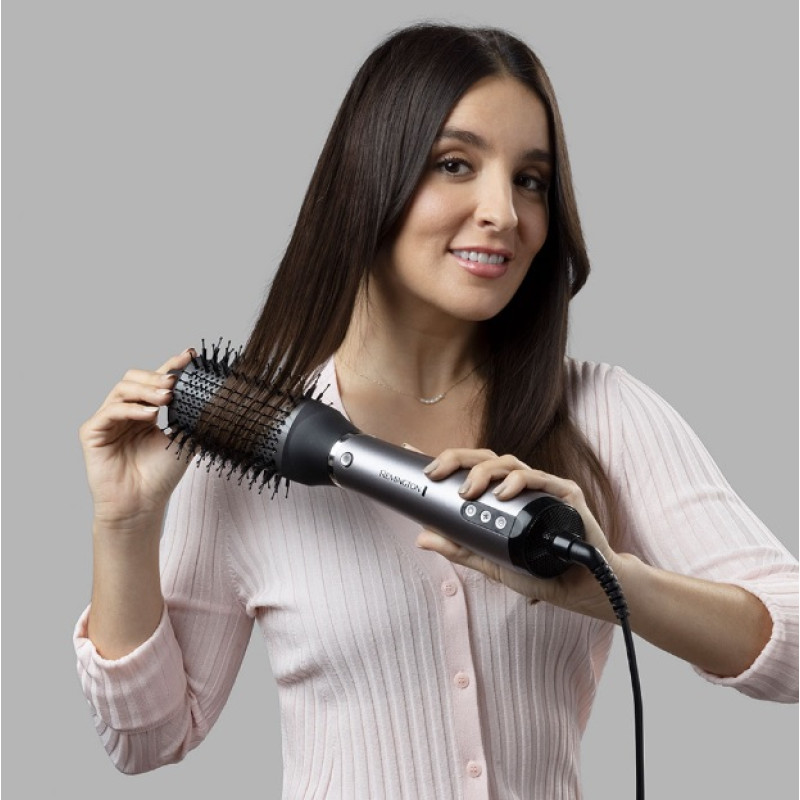 Remington Фен-щітка ProLuxe You Adaptive, 1000Вт, 3 режими, іонізація, хол. обдув, кераміка, сірий