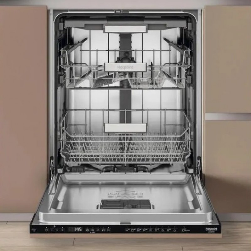 Hotpoint Посудомийна машина вбудовувана, 15компл., A+++, 60см, дисплей, 3й кошик, білий