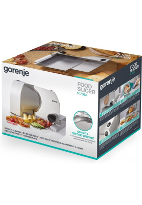 Gorenje Скиборізка, 100Вт, лезо-нержавіюча сталь, діаметр ножа-170мм, корпус-метал/пластик, сірий