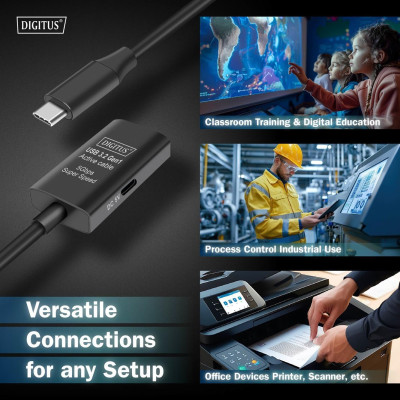 Digitus Подовжувач USB 3.2 Gen1 Active Cable 5G, C/M-C/F, 10м, чорний
