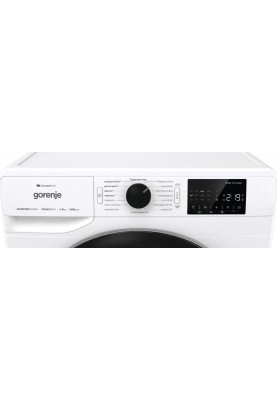 Gorenje Пральна машина фронтальна, 8кг, 1400, A+++, 46,5см, дисплей, інвертор, пара, Wi-Fi, білий