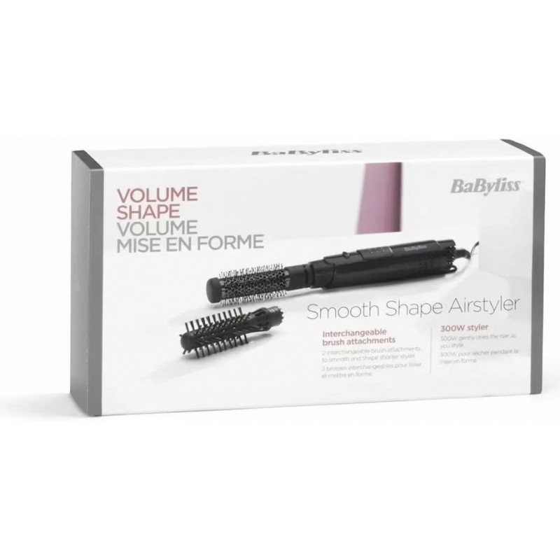 BaByliss Фен-щітка, 300Вт, 2 режими, хол. обдув, 2 насадки, чорний