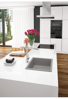 Deante Мийка кухонна Corda, граніт, квадрат, без крила, 550х460х204мм, чаша - 1, врізна, металічний сірий