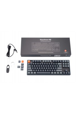 Keychron Клавіатура механічна K8 87Key, Gateron G Pro Brown, Hot-Swap, BT/USB-A, EN/UKR, White Led, Чорний