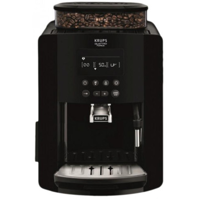 Krups Кавомашина Arabica, 1.8л, зерно, ручний капуч, LED-дисплей, авторецептів -3, свій рецепт, чорний