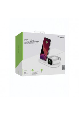 Belkin 3-in-1 Wireless Pad/Stand/Apple Watch[Зарядний пристрій бездротовий 3в1 iPhone/Watch/AirPods, білий]