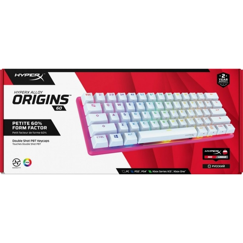 HyperX Клавіатура Alloy Origin 60 Red USB RGB ENG/RU, Pink