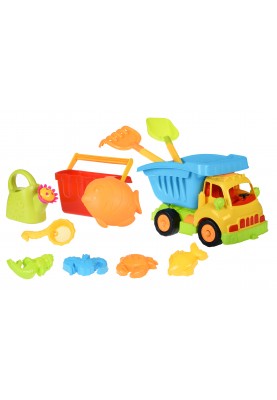 Same Toy Набір для гри з піском Вантажівка жовта кабіна/синій кузов (11 од.)