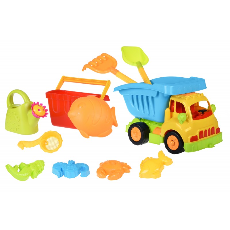 Same Toy Набір для гри з піском Вантажівка жовта кабіна/синій кузов (11 од.)