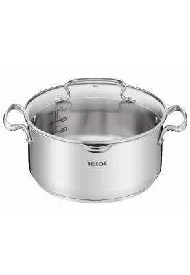 Tefal Кастрюля DUETTO+, 5л, з кришкою, нержавіюча сталь, скло