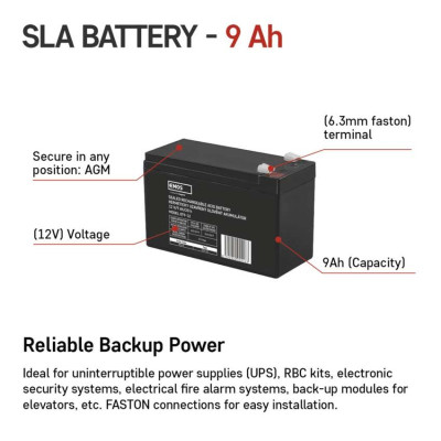 Акумуляторна батарея EMOS B9675, AGM, 12V, 9Ah, fast 6,3mm Акумуляторна батарея EMOS B9675, AGM, 12V, 9Ah, fast 6,3mm