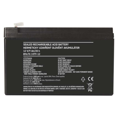 Акумуляторна батарея EMOS B9675, AGM, 12V, 9Ah, fast 6,3mm Акумуляторна батарея EMOS B9675, AGM, 12V, 9Ah, fast 6,3mm