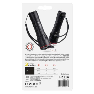 Ліхтар ручний Emos P3114 330 Lm 3xAAA метал фокус Ліхтар ручний Emos P3114 330 Lm 3xAAA метал фокус