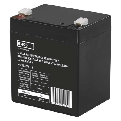 Акумуляторна батарея EMOS B9679, AGM, 12V, 5Ah, fast 6,3mm