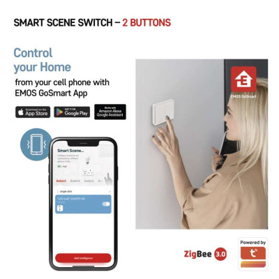 Розумний вимикач EMOS H5012 GoSmart 2 кнопки, білий Розумний вимикач EMOS H5012 GoSmart 2 кнопки, білий