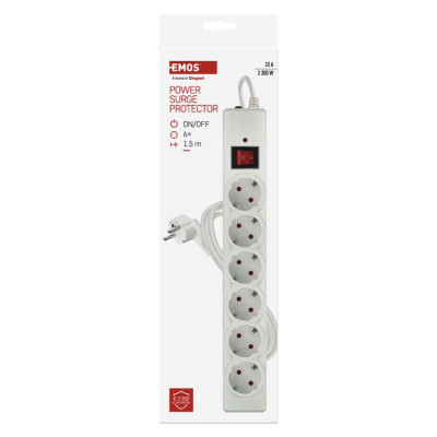 Мережевий фільтр Emos P54215 6 розеток 1,5 м 10 A 2300 Вт 1,5 мм²
